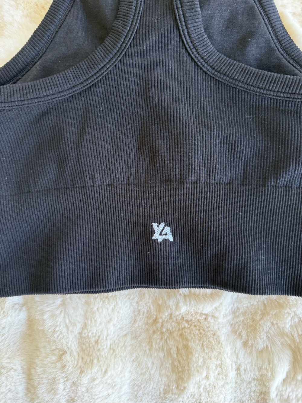 YoungLA Black Ribbed Racerback Crop Top - - Picture 2 of 4